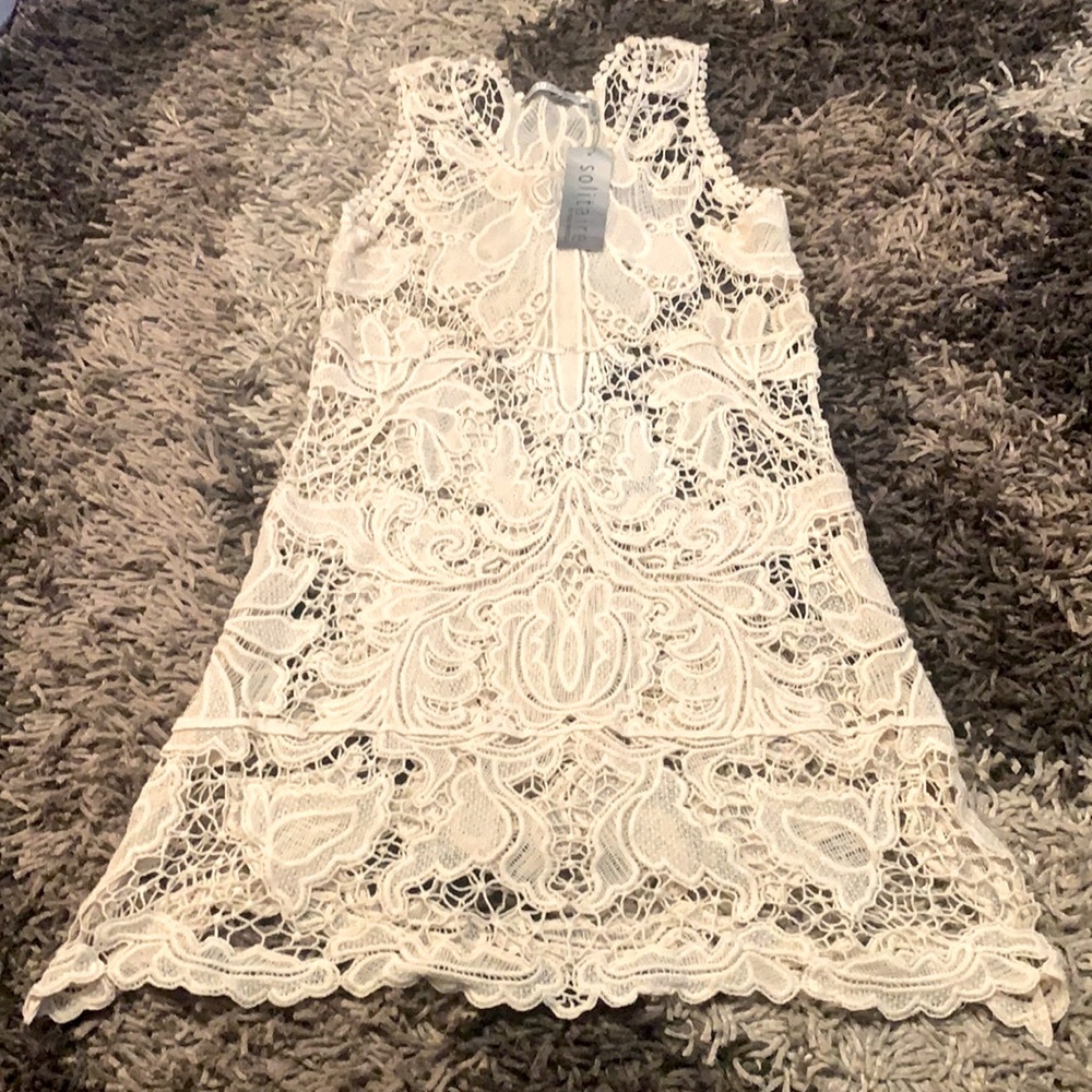 Solitaire open lacy sleeveless dress size L NWT